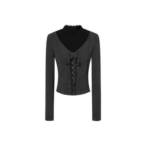 I'M ONE T Рубашка Женская Черная Серый