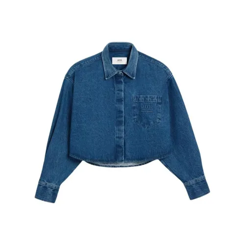 AMIPARIS Рубашка Женская Винтажная Синяя