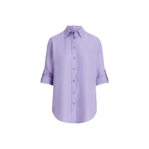 Polo Ralph Lauren Relaxed Fit Linen Roll TAB Sleeve Shirt Women's Purple