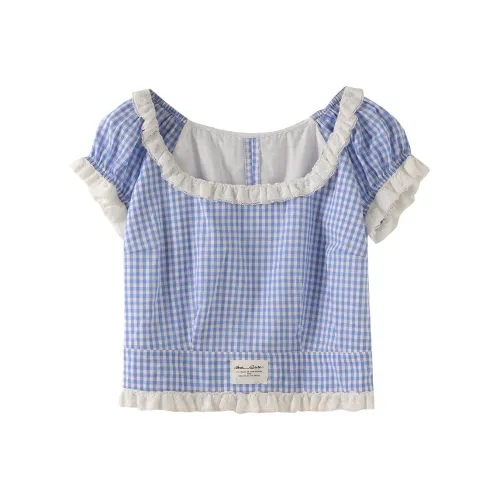 Miss Chipmunk Рубашка Женская Маленькая Синяя Клетка