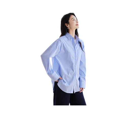 Huagaa Синие полосы Женские Рубашки