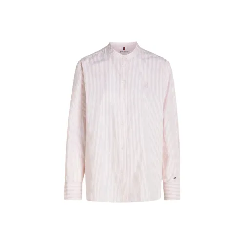 Tommy Hilfiger Stripe Без воротника OVERSIZED Рубашка Женская Светло-розовая