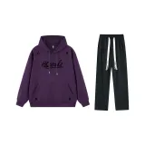 Комплект одежды (Фиолетовый свитшот + Черные штаны) с флисовой подкладкой