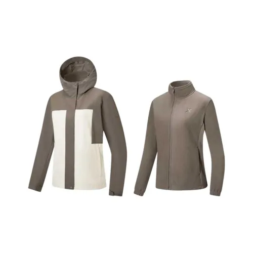 XTEP Variety Тренировки Коллекция Куртки Пальто Женские Хлопок Белый Шип Коричневый