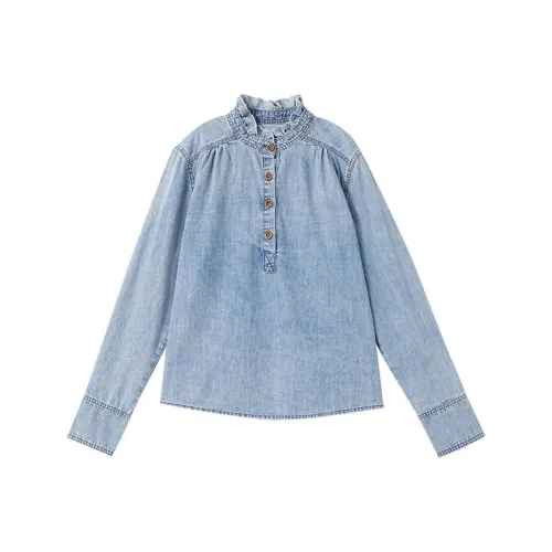 OUNIXUE Синие Женские Рубашки