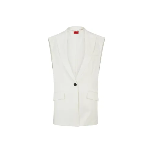 Hugo Boss Без рукавов OVERSIZE Форма Куртка Из Эластичного Ткани Куртки Пальто Женские Белые