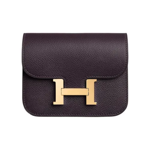 HERMES Constance Slim Evercolor Телячья кожа Кошелек Женские Темно-красный Фиолетовый Azalea Розовый