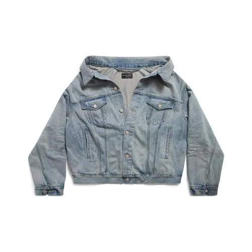 Balenciaga Off Плечо Куртка Куртки Пальто Свободный крой Женский Светло-Синий