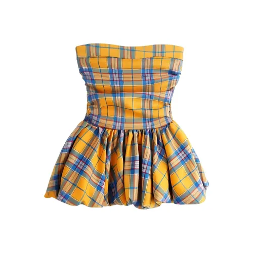 DOSOHEB Без бретелек Топ Женский Желтый