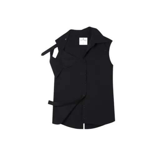 COURREGES SS24 MODULAR Tech Crepe Рубашка Женские Черный