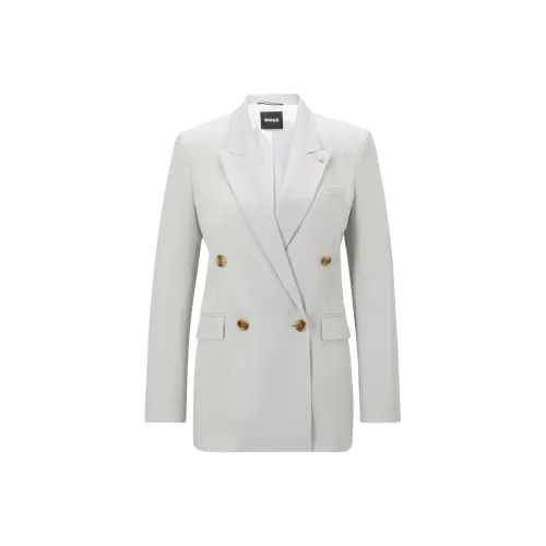 Hugo Boss Обычный крой Куртка из тяжелой смешанной шерсти Куртки Пальто Женские Бежевый