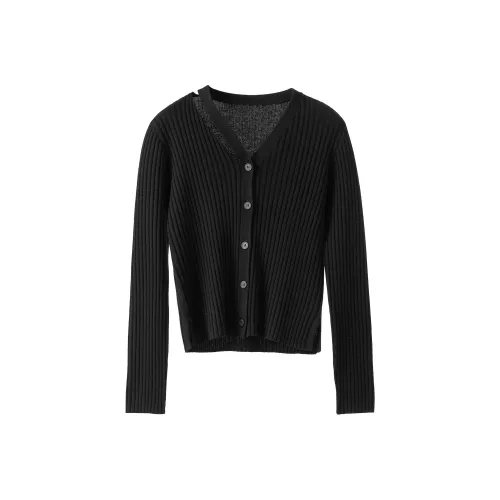 Fstudio V-образный вырез минималистский стиль трикотаж женский черный