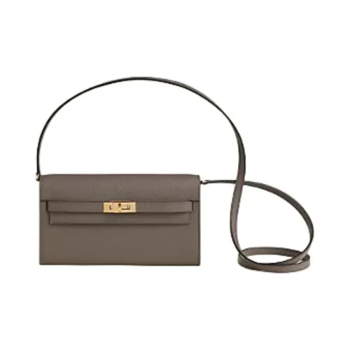 HERMES Kelly To Go Epsom Телячья кожа Кошелек Сумка через плечо Женская 8F Gris Étain Олово-серый