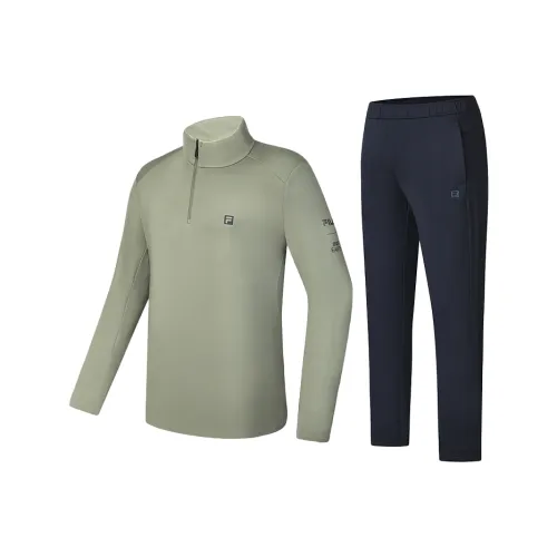 FILA Комплекты Cloud Green T-Shirt + Royal Blue Pants Мужская Повседневная Спортивная Одежда