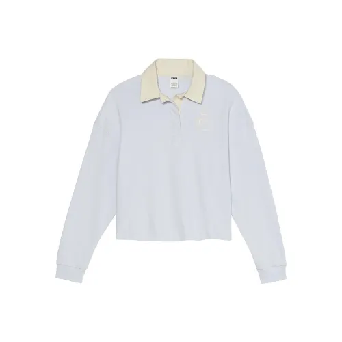 Victoria's Secret Розовый Регби Укороченный Длинный рукав POLO Гортензия Синий Поло Женские Гортензия Синий