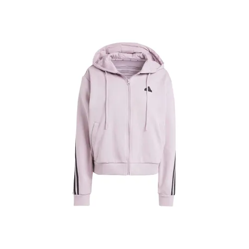 Adidas Future Icons 3 Stripes Full Zip Hoodie Толстовка Женская Светло-фиолетовая