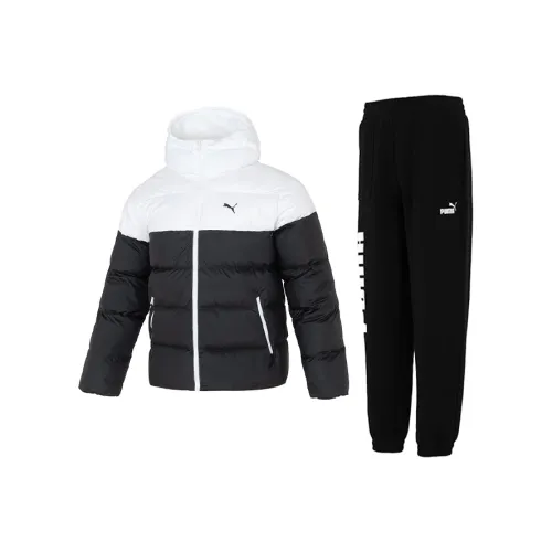 PUMA Комплект Черный Белый Топ + Черный Низ Мужской Повседневная Спортивная Одежда