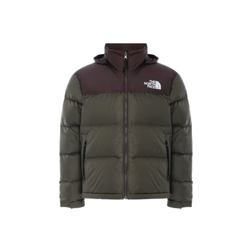 The North Face 1996 Collection Пуховик Женские Винтаж Стиль Майярд Коричнево-зеленый