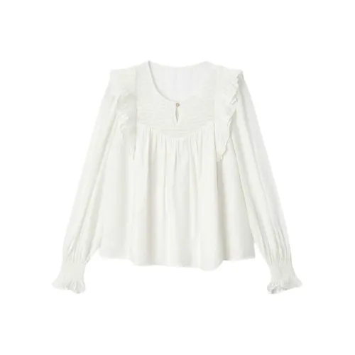 EICHITOO Шифон Рубашка Женская Экрю