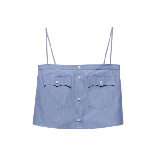 PRADA SS24 Топ на бретелях Женский Сапфирово-Синий