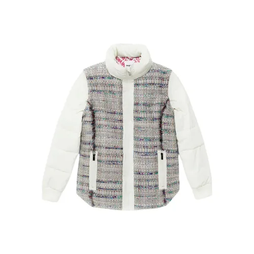 Desigual Короткий Хлопковый пуховик Bimaterial Куртки Пальто Женские Бежевый