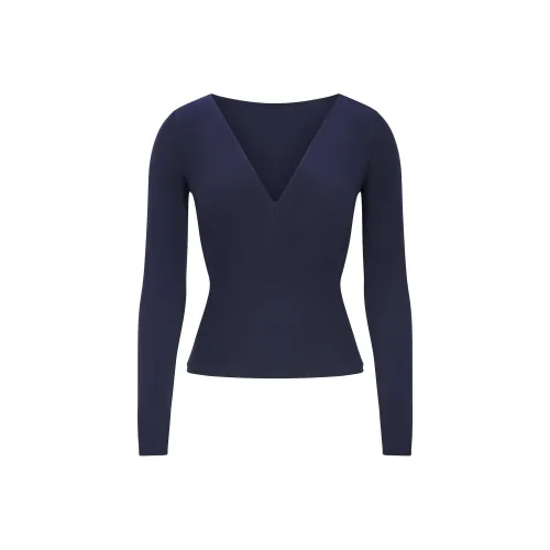 SKIMS Стандартная футболка Женская Темно-синий Морской синий