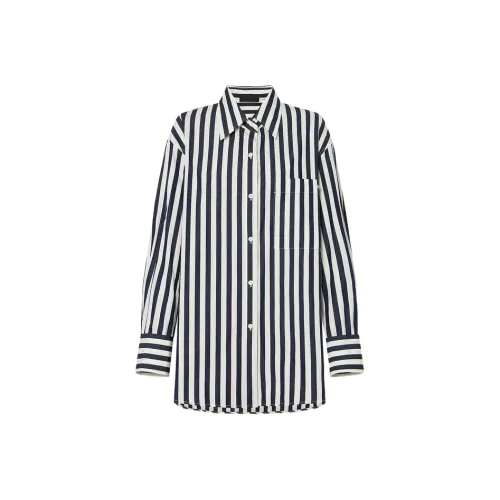 MO CO Синие Белые Полоски Цвет Женские Рубашки