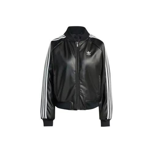 Adidas Originals SST Pleather Loose Хлопковый пуховик Куртки Пальто Женские Черный