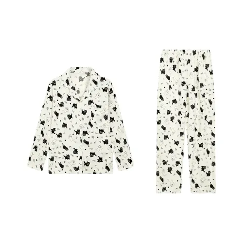 Сон Pajama Комплект Женский Черный Белый