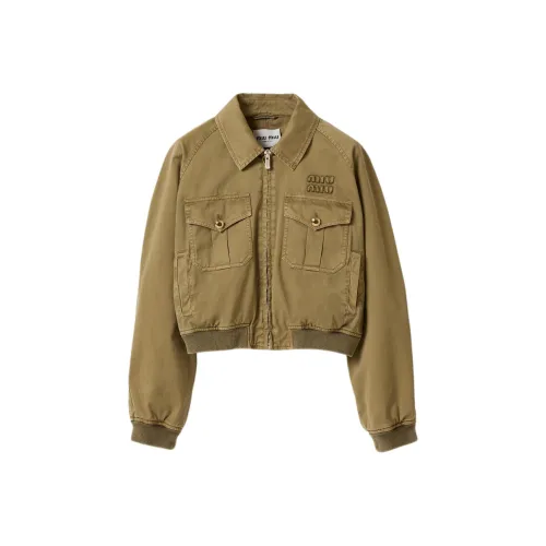 MIU MIU SS25 Куртки и Пальто Женские Оливково-зеленый