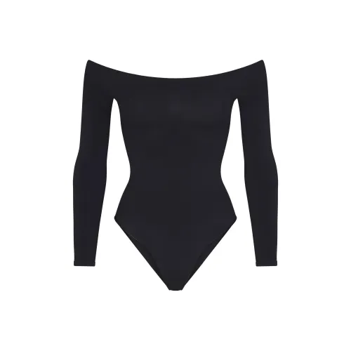 SKIMS Бесшовный Sculpt Off The Shoulder Brief BODYSUIT Комбинезон Женские ONYX ONYX
