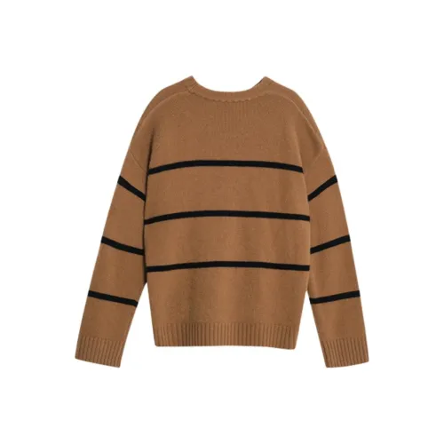 Journey Originals Кашемир Свитер Женский Коричневый Подкладочная ткань с Черными Полосами