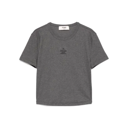 FENDI Стандартная T-рубашка Женская Серого цвета