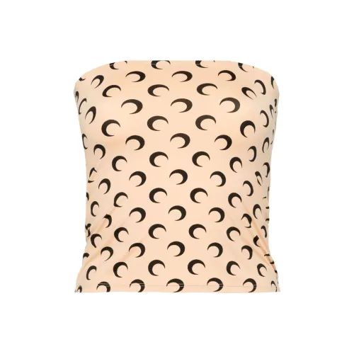 Marine Serre FW24 Без бретелек Топ Женский Светлый Бежевый