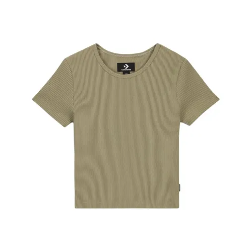 Конверс Обычный T-Рубашка Женская Оливково-Зеленая