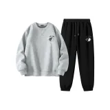 [Thickened и с флисовой подкладкой] Фотиния Серый (Тайцзи Кошка Логотип на груди) + Черный (Тайцзи Кошка Логотип на штанах)