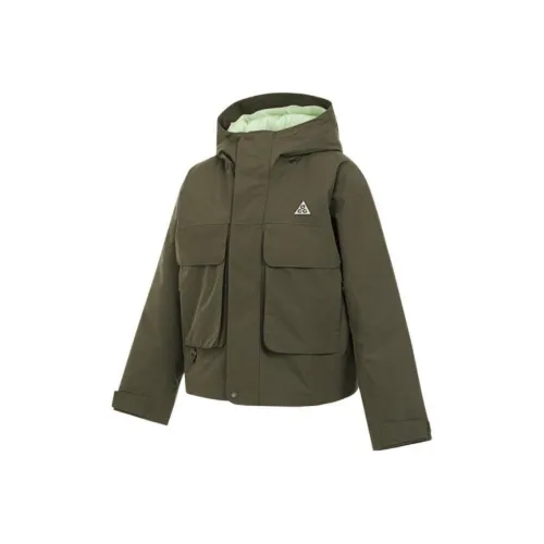 Nike Storm Форма Куртки Пальто Женские Средне-оливковый зеленый Ultra Light Флуоресцентный Желтый Средне-оливковый зеленый PEAK Белый