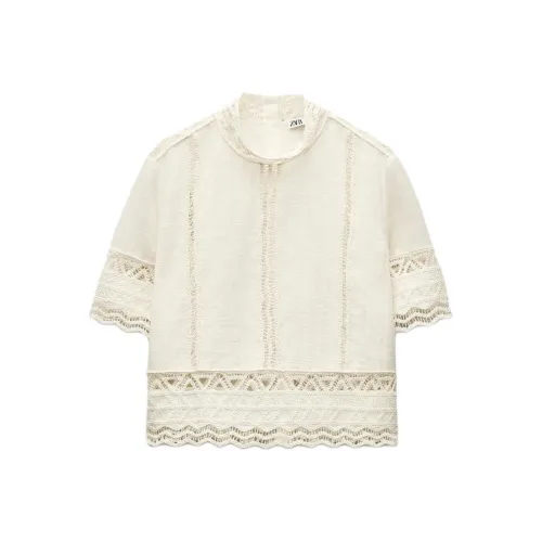 ZARA ZW Series Рубашка Женская Натуральный Белый