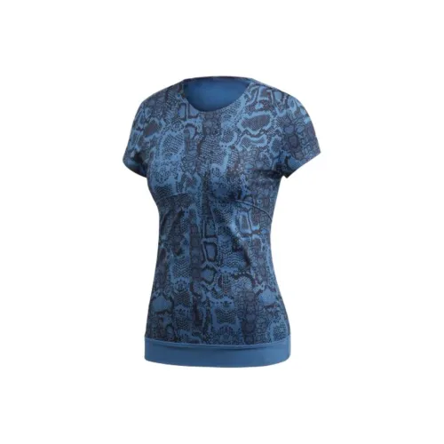 Adidas Stella Series T-Shirt Женская Синяя Змеиная Кожа С принтом