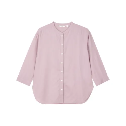 UNIQLO Рубашка Женская Светло-Синяя Фиолетовая
