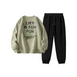 [Thickened и с флисовой подкладкой] Серый горошек зеленый (Ma Многоцветная линия _Ma Многоцветная линия спина логотип) + черный