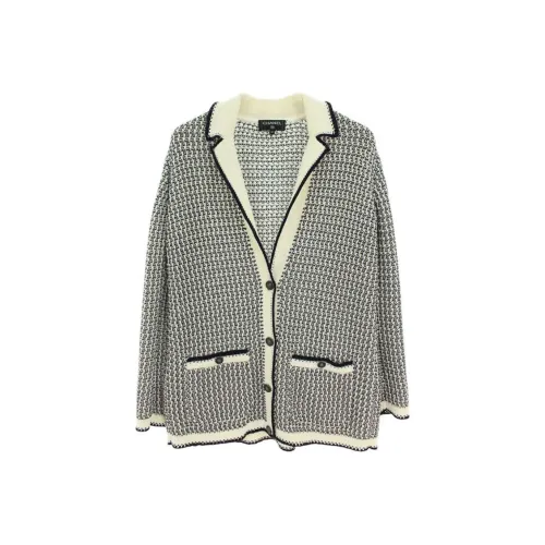 CHANEL Куртки и Пальто Женские Черный Белый