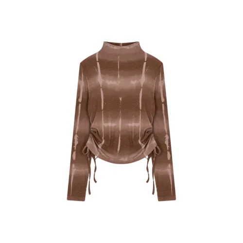 Mo Han Yi Mei Трикотаж Женский Цветочный Кофейный