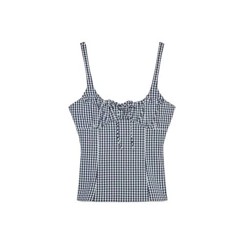 ZARA Топ на бретелях Женский Синий Белый