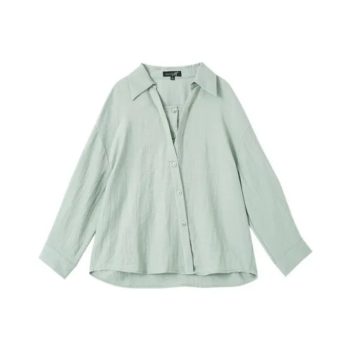 OUNIXUE Рубашка Женская Серая Зеленая