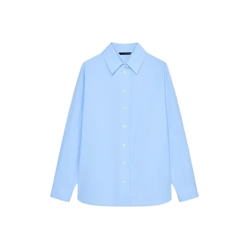 ZARA Небесно-голубые Женские Рубашки