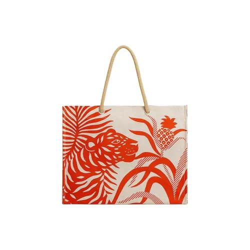 HERMES Tigre a L'Ananas H Холст Одно Плечо Сумка Женская Оранжевый Коралловый