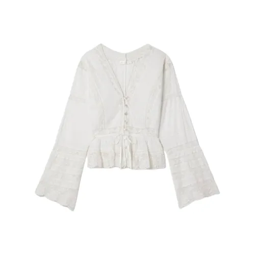 LOVESHACKFANCY Рубашка Женская Белая