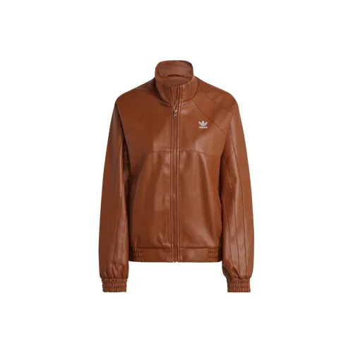 Adidas Originals Trefoil Faux L Куртка Куртки Пальто Женская Версия для Японии Коричневый