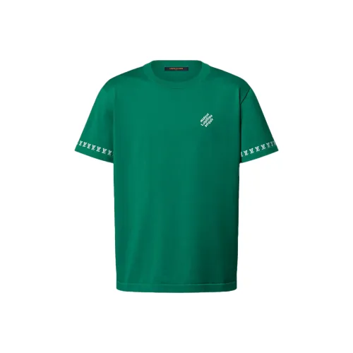 LOUIS VUITTON Круглый вырез Letter Logo Хлопок Короткий рукав Рубашка Стандартная T Рубашка Женская Зеленая